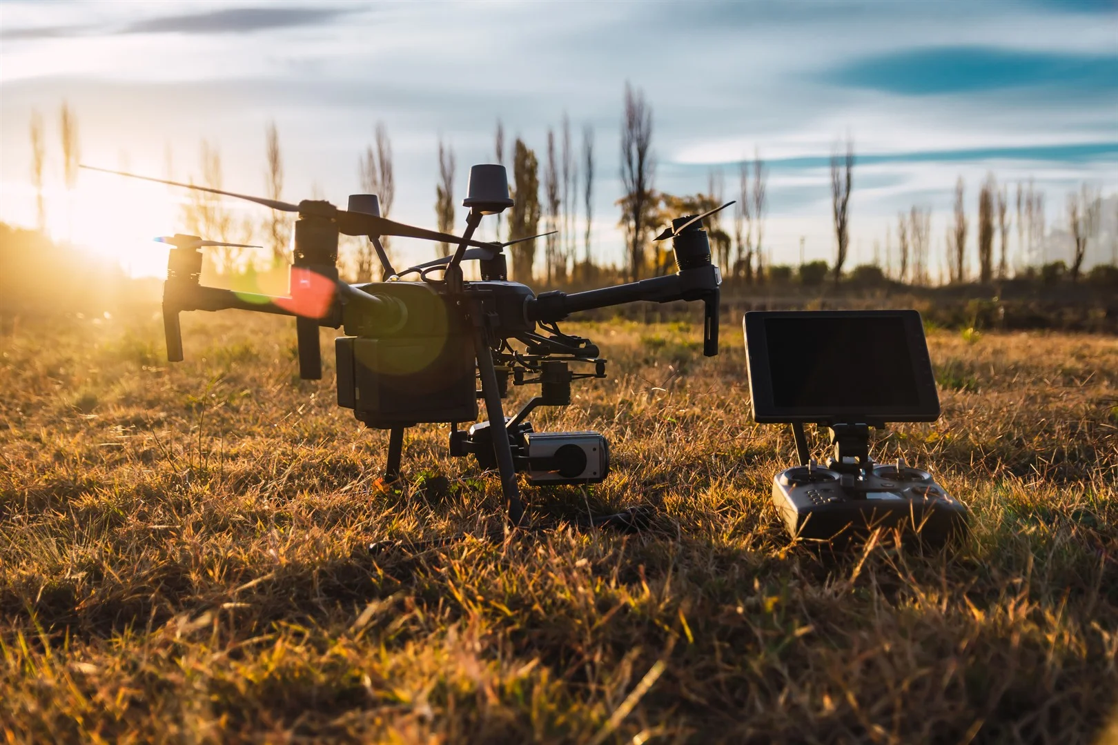 Industrial drone operations workflow background